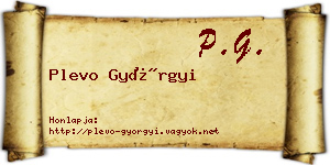 Plevo Györgyi névjegykártya